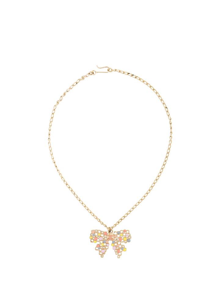Chanel Vintage Cc Logo Bow Necklace - Metallic