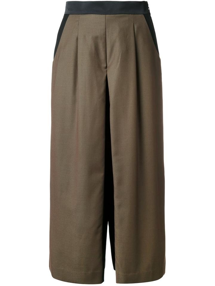 Guild Prime Cropped Pleated Palazzo Pants, Women's, Size: 34, Green, Polyester