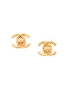 Chanel Vintage Cc Turnlock Earrings - Metallic