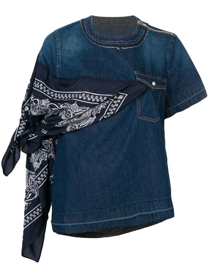 Sacai Bandana Tied Denim Top - Blue