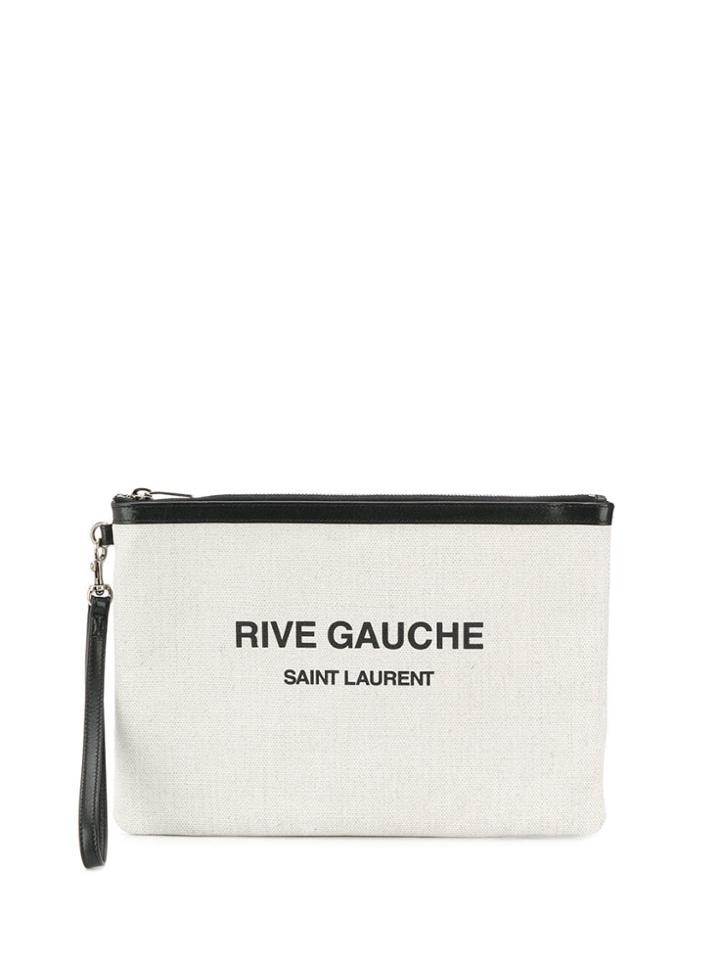 Saint Laurent Logo Pouch - Neutrals