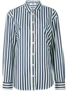 Msgm Awning-stripe Shirt, Women's, Size: 42, Blue, Cotton