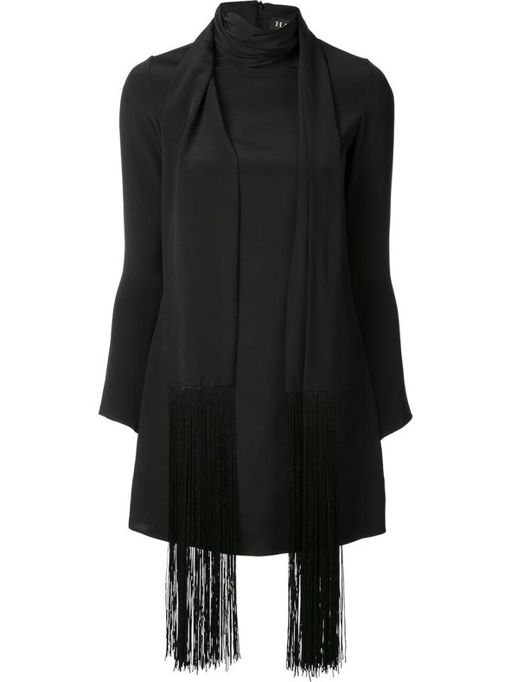 Haney 'cobie' Fringe Scarf Dress, Women's, Size: 4, Black, Silk/spandex/elastane