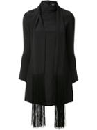 Haney 'cobie' Fringe Scarf Dress, Women's, Size: 4, Black, Silk/spandex/elastane
