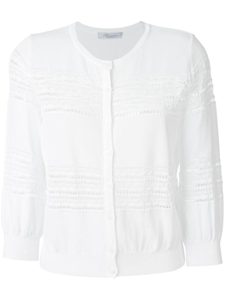 Blumarine Open Lace Stripe Detail Button Down Lightweight Cardigan