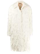 Nº21 Textured Single Breasted Coat - White