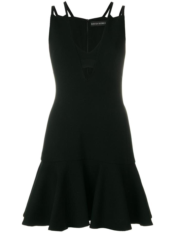 David Koma Plunge Mini Dress - Black