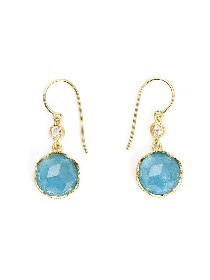 Irene Neuwirth 18kt Gold Aquamarine Drop Earrings, Women's, Metallic, 18kt Gold/moon Stone
