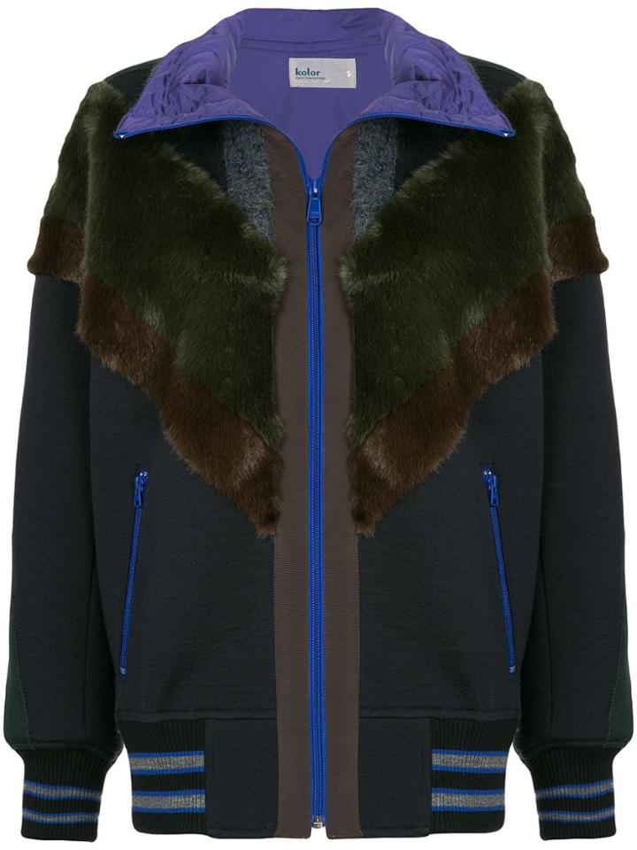 Kolor Patchwork Oversized Jacket - Blue