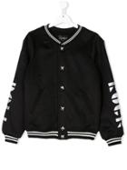 John Richmond Junior Teen Logo Print Bomber Jacket - Black