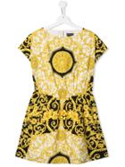 Young Versace Teen Baroque Print Dress - Black