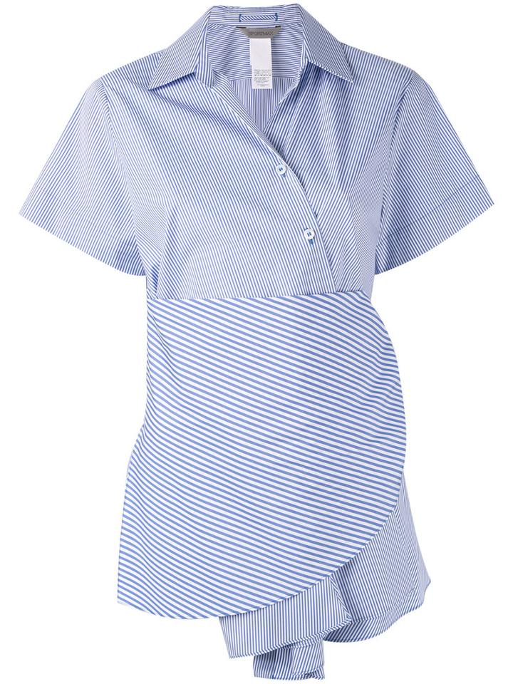 Sportmax Striped Panel Wrap Shirt, Women's, Size: 40, Blue, Cotton