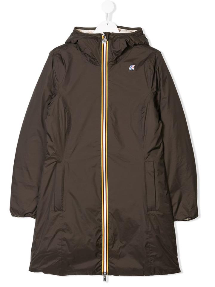 K Way Kids Teen Reversible Zipped Padded Coat - Neutrals