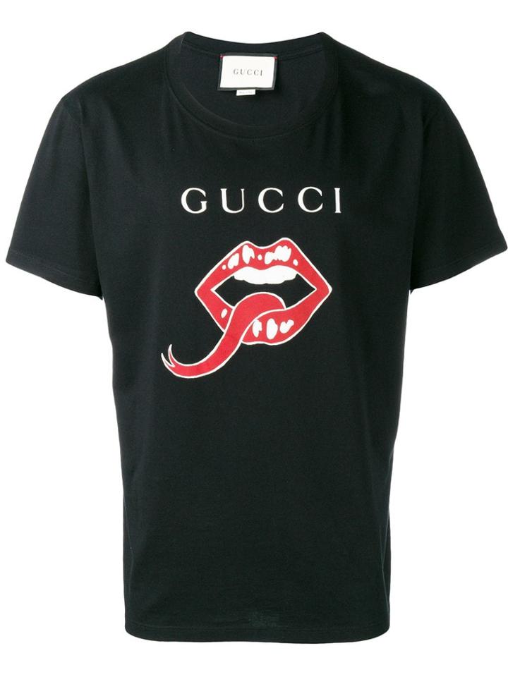 Gucci Mouth And Tongue Print T-shirt - Black