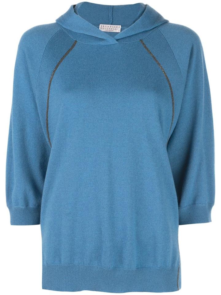 Brunello Cucinelli Hooded Cashmere Jumper - Blue