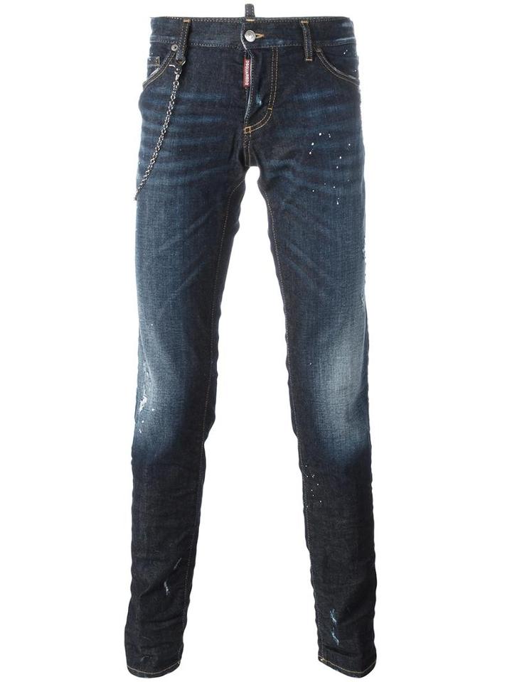 Dsquared2 'slim' Chain Trim Jeans, Men's, Size: 54, Blue, Cotton/spandex/elastane