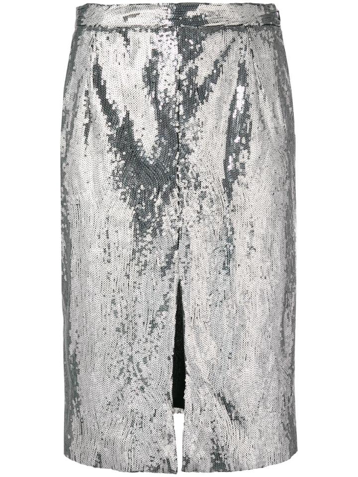 Blugirl Sequin Pencil Skirt - Metallic