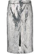 Blugirl Sequin Pencil Skirt - Metallic