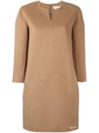 's Max Mara Three-quarters Sleeve Shift Dress, Women's, Size: 38, Brown, Angora/virgin Wool