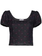 Miaou Miaou Kelly Top Vl Ss Fttd Crp Rose Embr - Blue