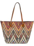 Etro Embroidered Detail Shoulder Bag, Women's, Brown, Cotton/calf Leather/polyester/polyester