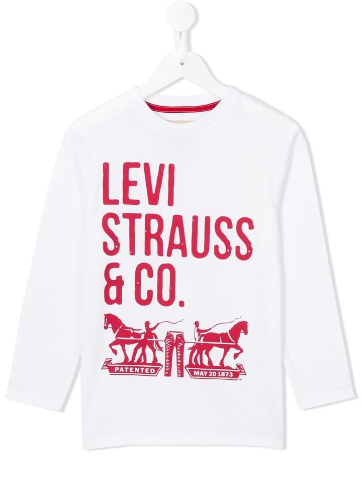 Levi's Kids Logo Print Long Sleeve T-shirt, Boy's, Size: 10 Yrs, White
