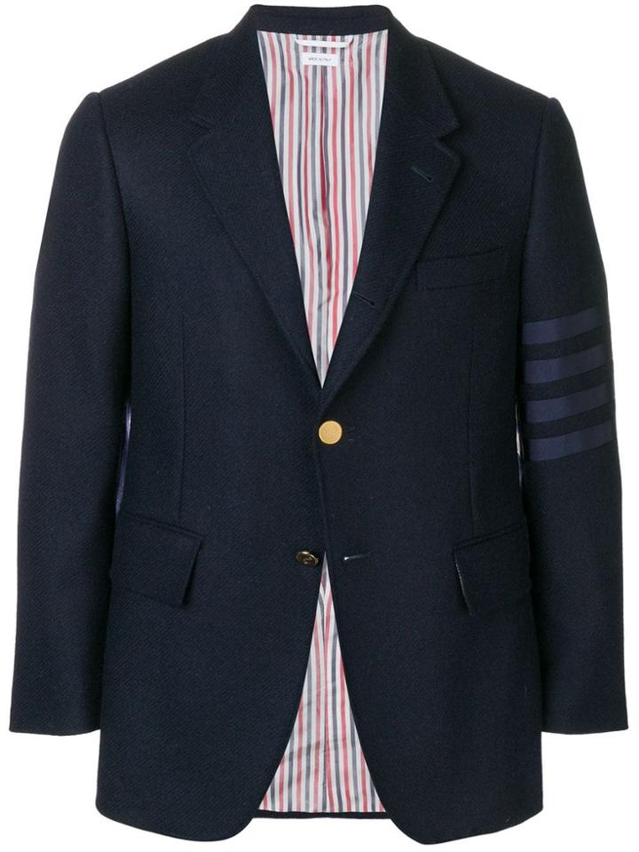 Thom Browne 4-bar Wide Lapel Shetland Sport Coat - Blue
