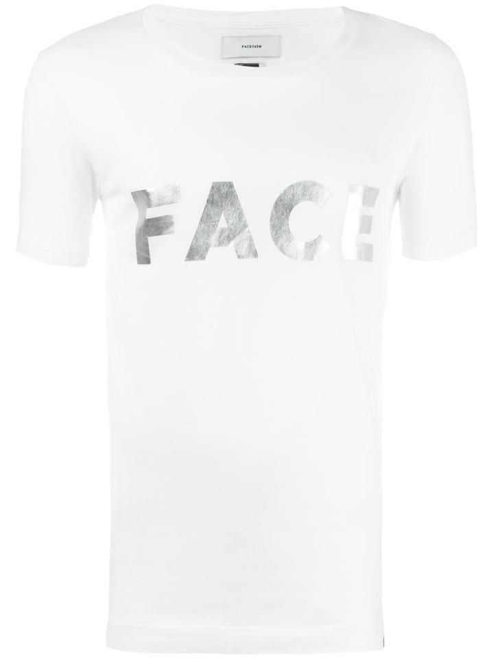 Facetasm Logo Print T-shirt, Adult Unisex, Size: 4, White, Cotton