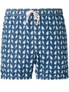 Mc2 Saint Barth - Penguin Print Swim Shorts - Men - Polyamide/polyester/spandex/elastane - Xl, Blue, Polyamide/polyester/spandex/elastane