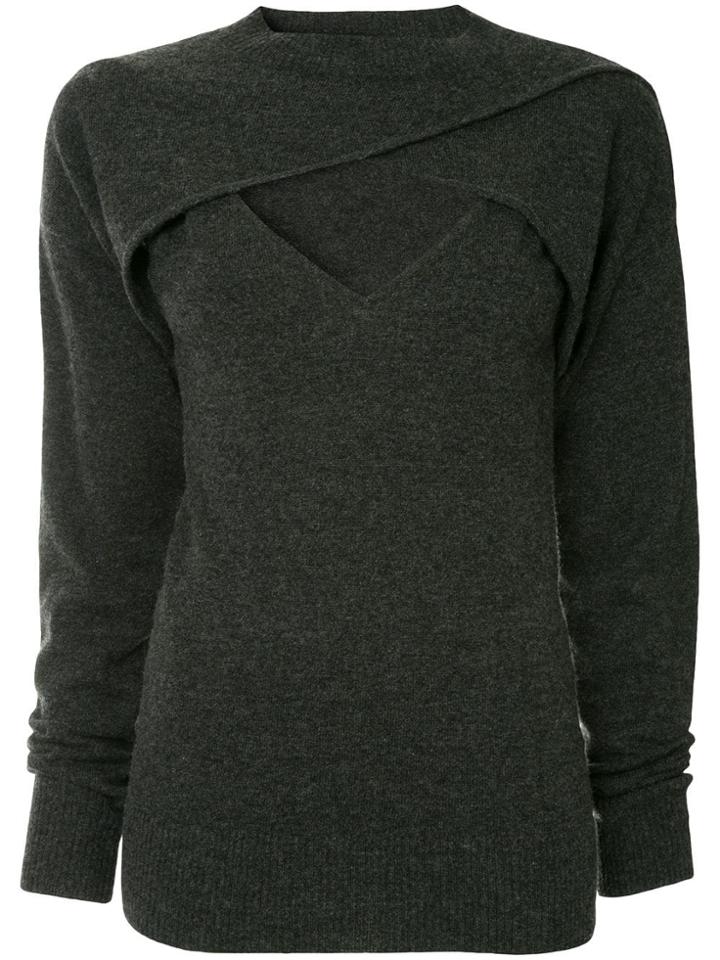 Christopher Esber Cropped Cross-over Top - Grey