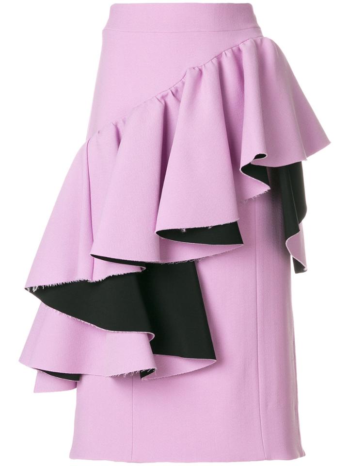 Marni Asymmetric Frilled Skirt - Pink & Purple