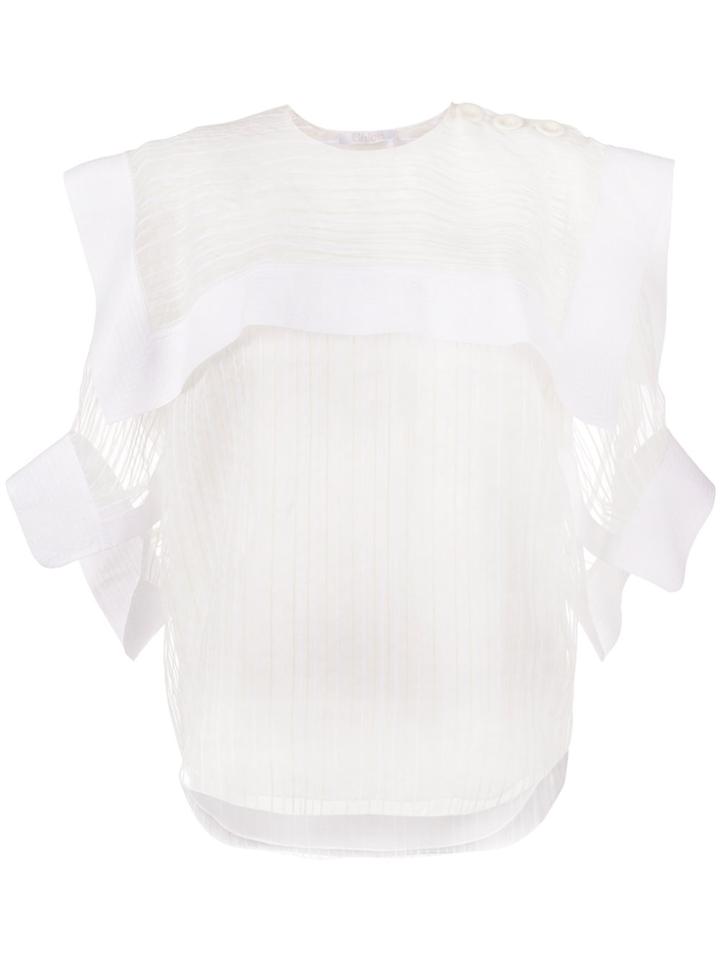 Chloé Stripe Short Sleeve Blouse - Nude & Neutrals