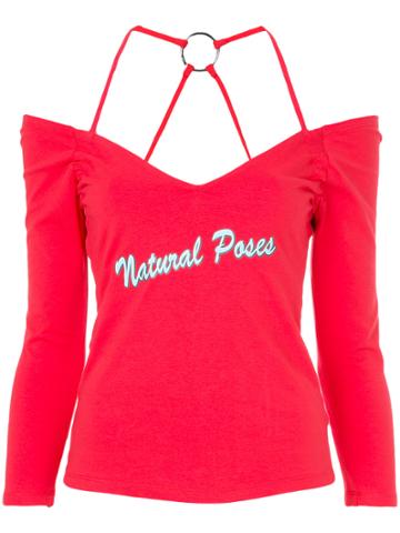 Maxine Beiny Cold-shoulder Fitted Top - Red