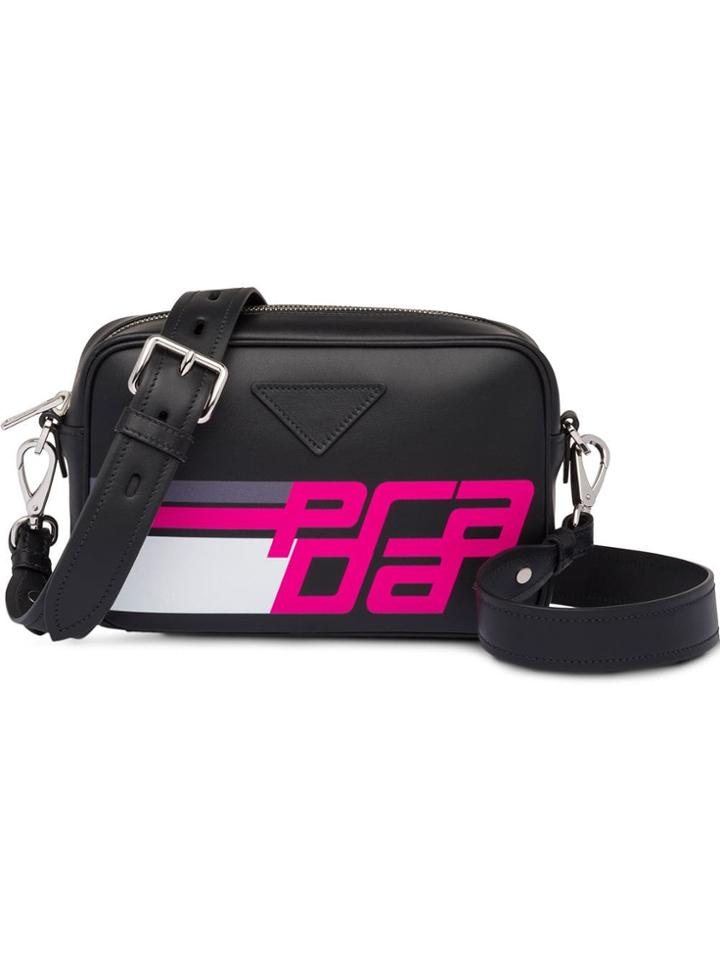 Prada Logo Print Shoulder Bag - Black