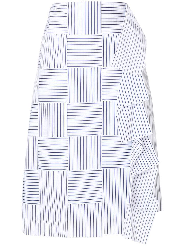 Victoria Beckham Striped Ruffle Skirt - White