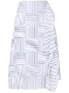 Victoria Beckham Striped Ruffle Skirt - White