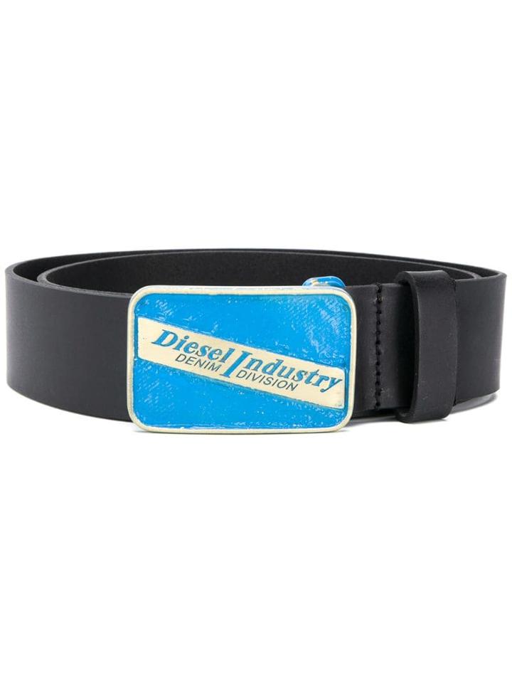 Diesel Enamelled Logo Buckle Belt - Black
