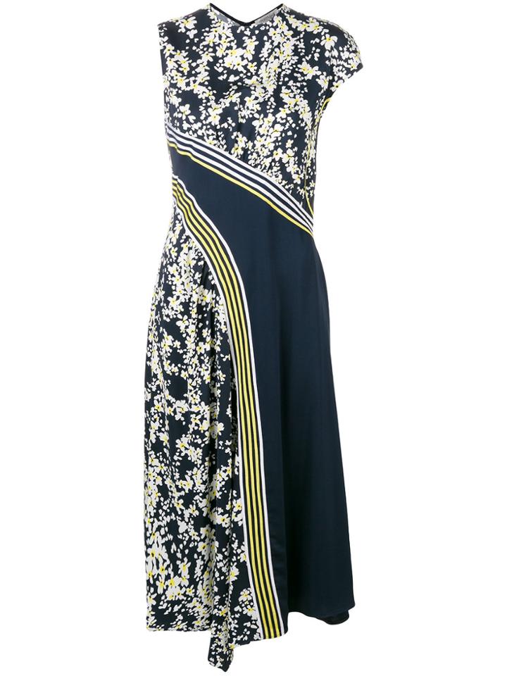 Sportmax Asymmetric Cherry Blossom Dress - Blue