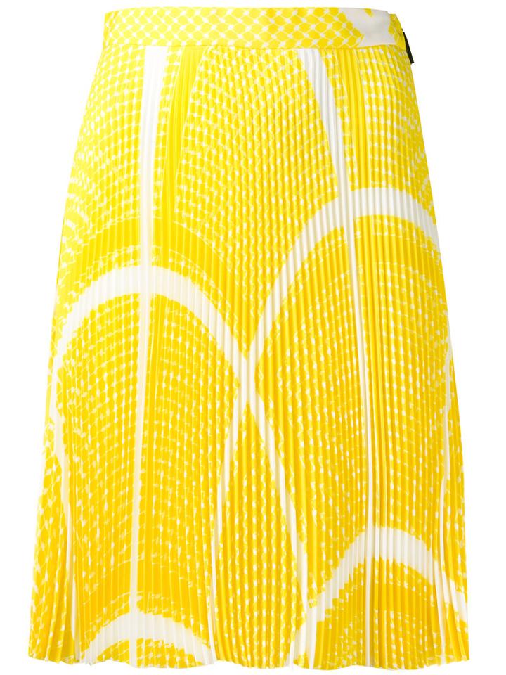 Msgm Geometric Pattern Pleated Skirt, Women's, Size: 42, Yellow/orange, Polyester