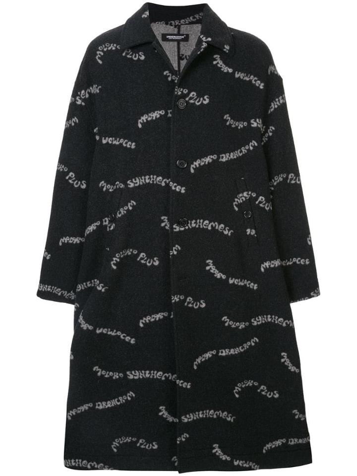 Undercover Slogan Print Coat - Black