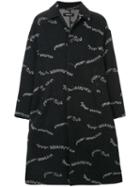 Undercover Slogan Print Coat - Black