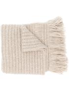 Luisa Cerano Fringed Knit Scarf - Nude & Neutrals