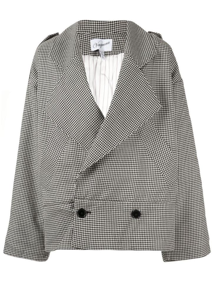 Vaquera Oversized Houndstooth Coat - Black