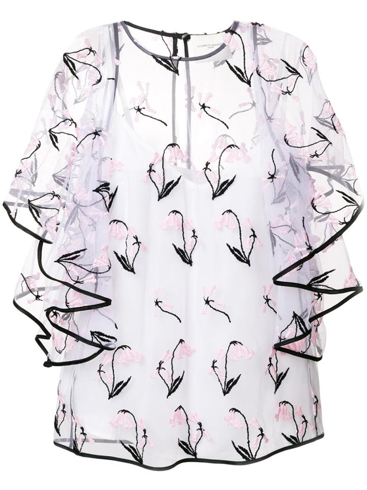 Giuseppe Di Morabito Floral Mesh Blouse - White
