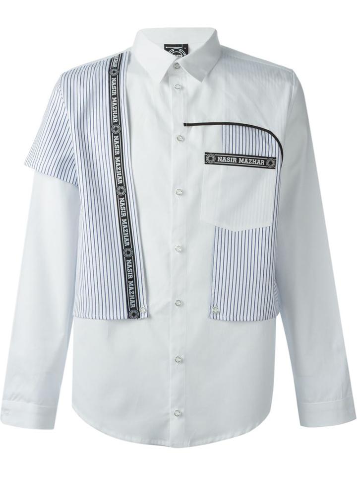 Nasir Mazhar Contrast Striped Panel Shirt