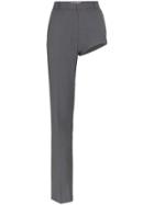 Pushbutton One-legged Slim Fit High-waisted Trousers - Grey