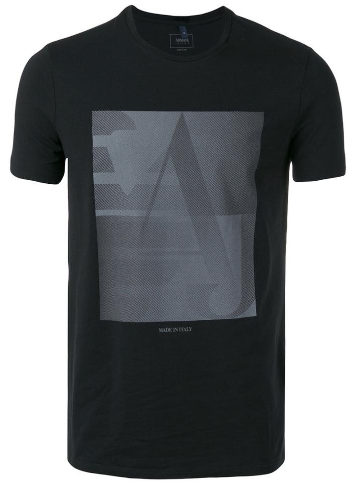 Armani Jeans - Logo Print T-shirt - Men - Cotton/spandex/elastane - Xl, Black, Cotton/spandex/elastane