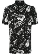 Dolce & Gabbana Printed Polo Shirt, Men's, Size: 50, Black, Cotton/silk