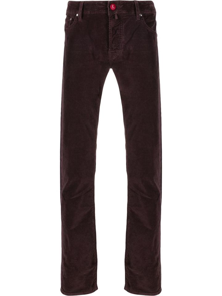 Jacob Cohen Contrast Button Straight-leg Trousers - Red