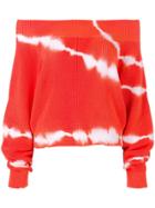 Msgm Off Shoulder Tie-dye Sweater - Orange